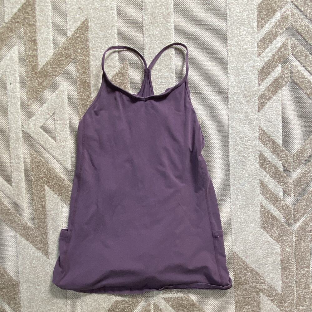 Women’s M Purple Solid Activewear Tank Top Scoop Neck Spaghetti Strap Racerback